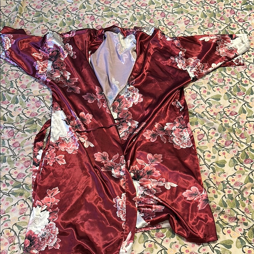 Floral Satin Robe